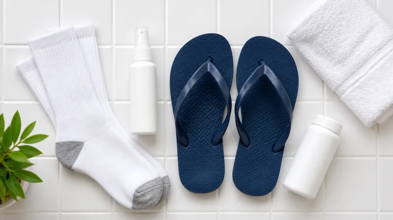 Fußpilz vorbeugen: Badelatschen, atmungsaktive Socken und Fußpuder für trockene Füße